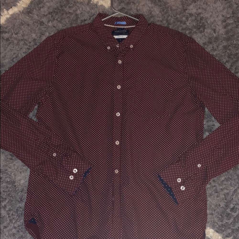 Men’s XL denim & flower slim fit button down